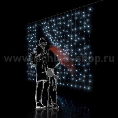 Фотография товара 'Rich Led Светодиодный занавес, мерцающий, соединяемый, 220 В, облегченный, IP54 RL-CS2*1.5F-T/W'