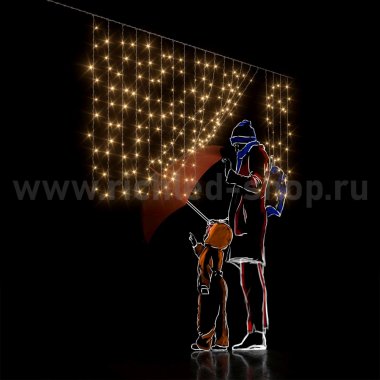Фотография товара 'Rich Led Занавес 2*1 м облегченный, колпачок, RL-CS2*1-CT/WW'