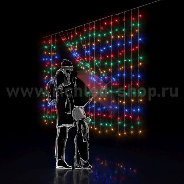 Фотография товара 'Rich Led Светодиодный занавес, с герметичным колпачком, мерцание, соединяемый, 220 В, IP65 RL-CS2*1.5-CW/M'