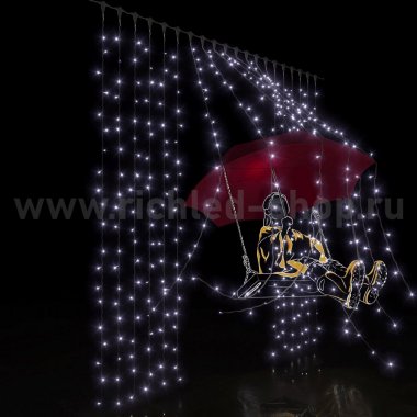 Фотография товара 'Rich Led Светодиодный занавес с герметичным колпачком, мерцание, соединяемый, 220 В, IP65 RL-C2*2F-CW/W'