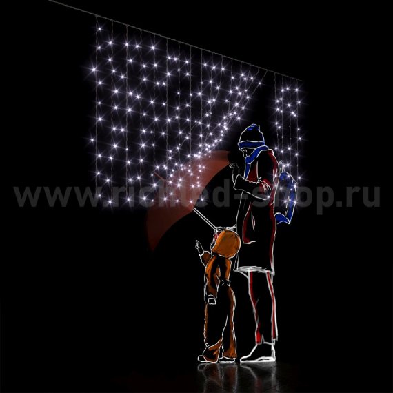 Фотография товара 'Rich Led Светодиодный занавес соединяемый, облегченный, 220 В, IP65 RL-CS2*1-CW/W'