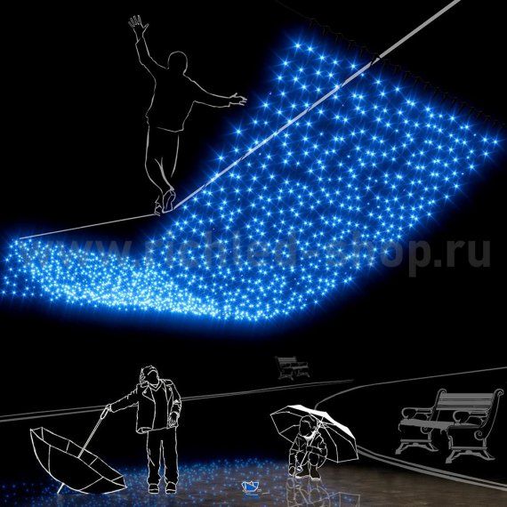 Фотография товара 'Rich Led Светодиодный занавес, с герметичным колпачком, соединяемый, 220 В, IP65 RL-C2*6-CB/B'