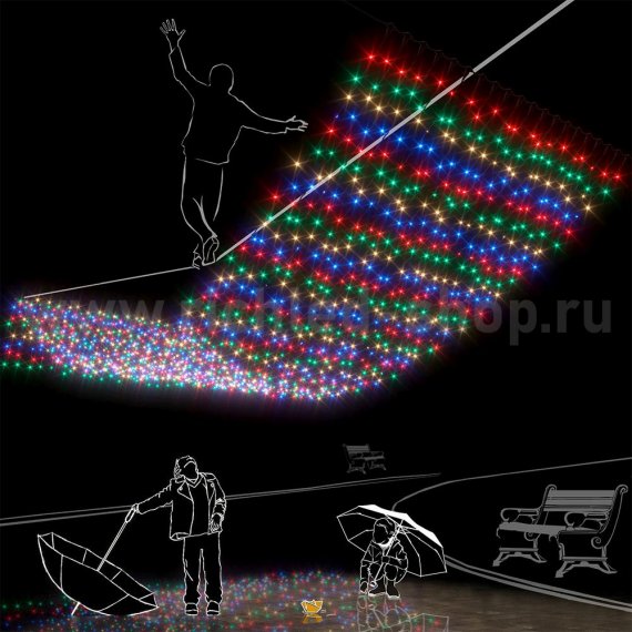 Фотография товара 'Rich Led Светодиодный занавес, с герметичным колпачком, соединяемый, 220 В, IP65 RL-C2*6-CB/M'