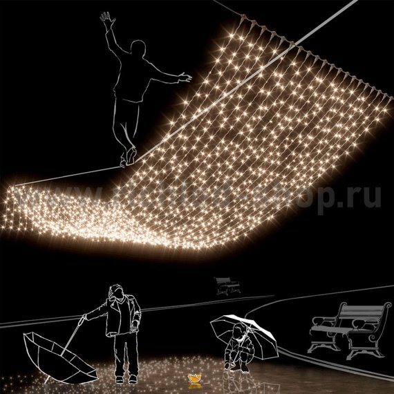 Фотография товара 'Rich Led Светодиодный занавес, с герметичным колпачком, мерцание, соединяемый, 220 В, IP65 RL-C2*6F-CW/WW'