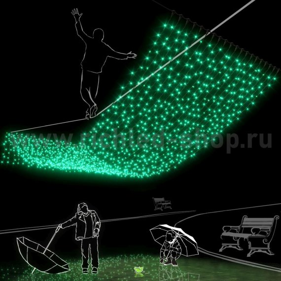 Фотография товара 'Rich Led Светодиодный занавес, с герметичным колпачком, соединяемый, 220 В, IP65 RL-C2*6-CW/G'