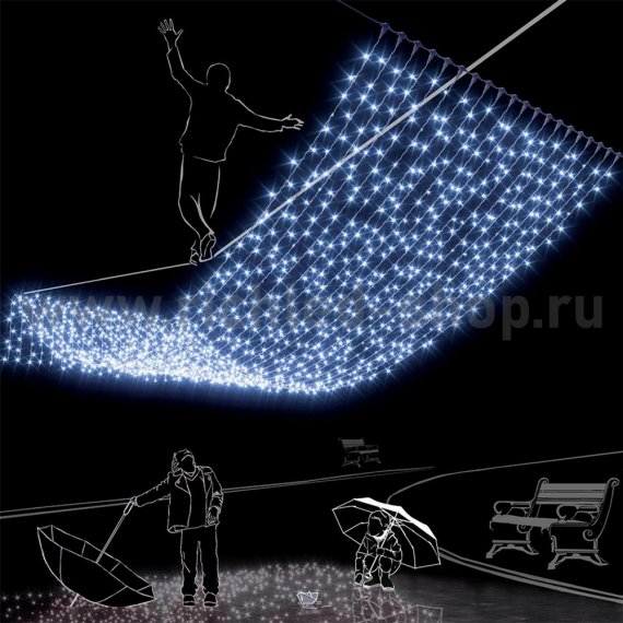 Фотография товара 'Rich Led Светодиодный занавес, с герметичным колпачком, мерцание, соединяемый, 220 В, IP65 RL-C2*6F-CW/W'