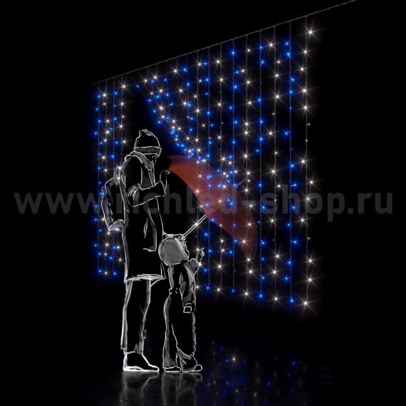 Фотография товара 'Rich Led Светодиодный занавес, соединяемый, 220 В, облегченный, IP54 RL-CS2*1.5-T/BW'