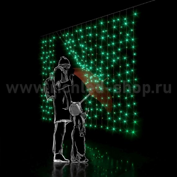 Фотография товара 'Rich Led Светодиодный занавес, соединяемый, 220 В, облегченный, IP54 RL-CS2*1.5-T/G'