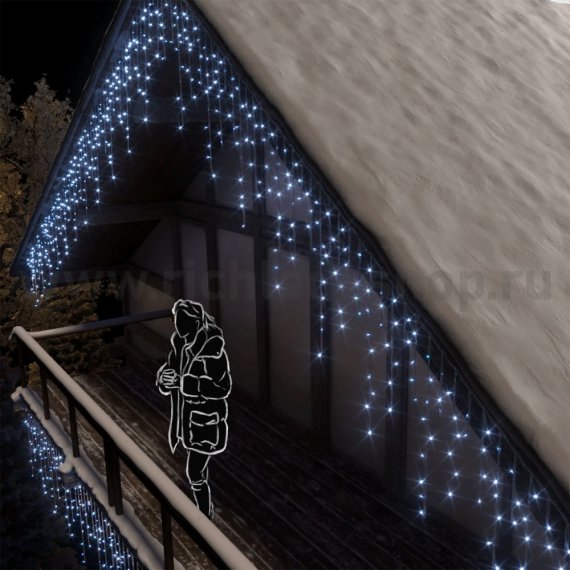 Фотография товара 'Rich Led Светодиодная бахрома мерцающая, соединяемая 220 В, IP65 RL-i3*0.9F-CW/W'