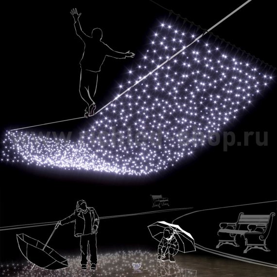 Фотография товара 'Rich Led Светодиодный занавес, с герметичным колпачком, соединяемый, 220 В, IP65 RL-C2*6-CB/W'