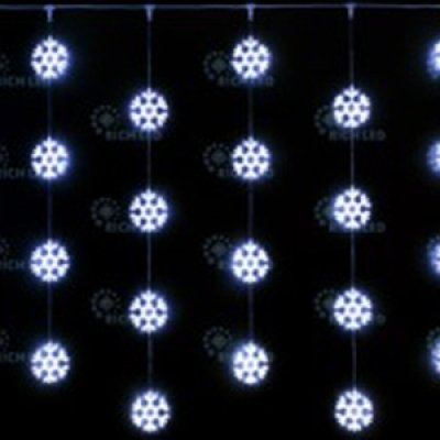 Фотография товара 'Rich Led Светодиодный узорный занавес Снежинки, соединяемый, 220 В, IP54 RL-CMSF2*2-T/W'