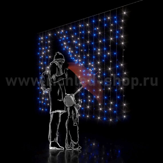 Фотография товара 'Rich Led Светодиодный занавес, с герметичным колпачком, соединяемый, 220 В, IP65 RL-CS2*1.5-CW/BW'